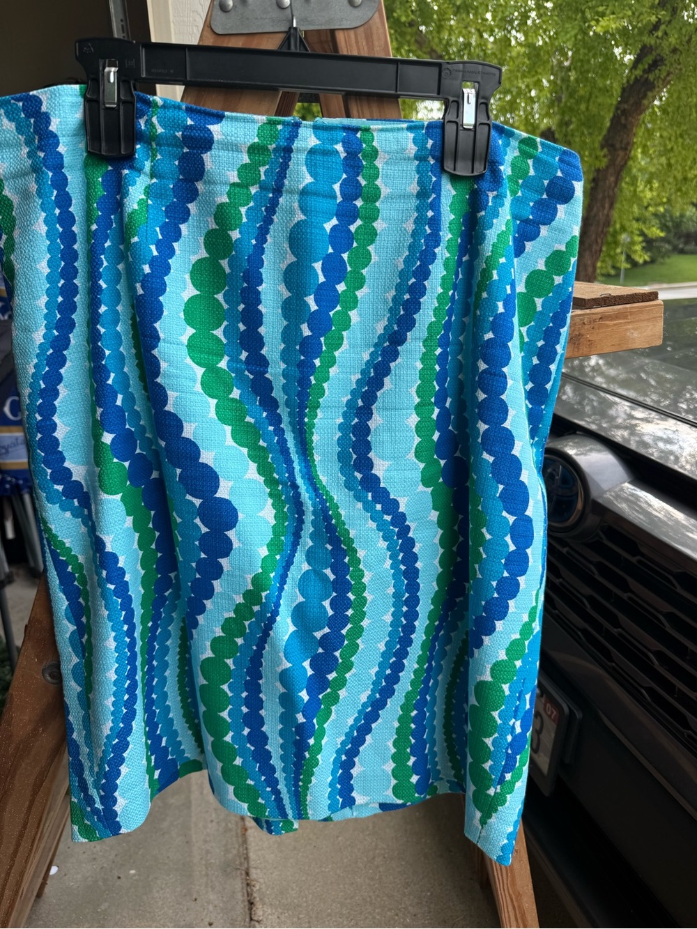 Talbots Blue, Green and Aqua Wave-Print Skirt